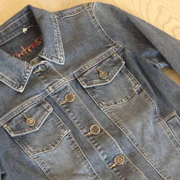 Contrast Vintage Blue Medium Denim Jacket - Picture 3 of 5
